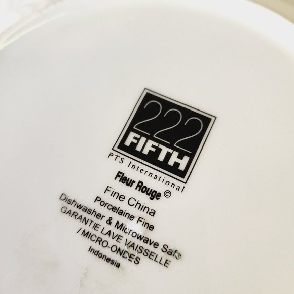 222 Fifth Fleur Rouge Dinner Plates 11” set of 2 Summer Botanical Lutece series - Picture 8 of 10